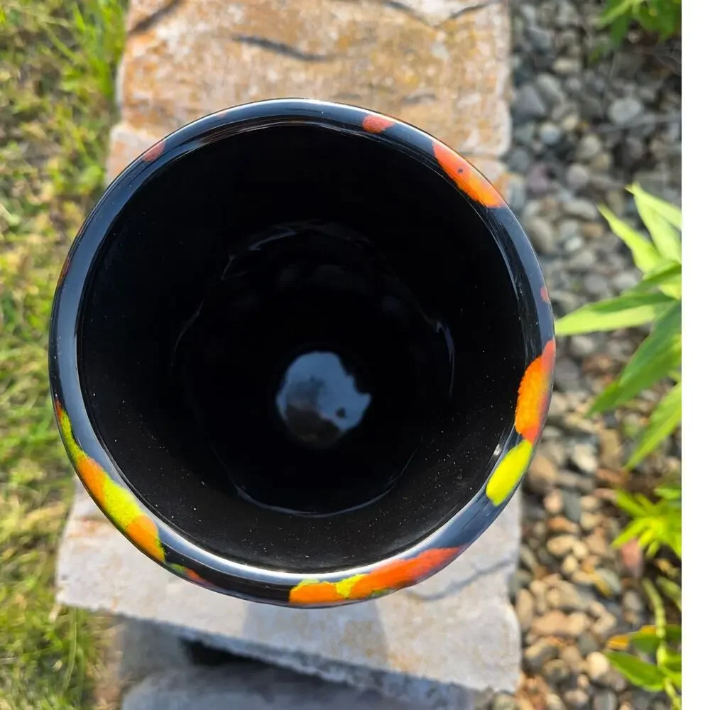 Vintage Signed MCM Fat Lava Style California Pottery Drip Vase Made in USA